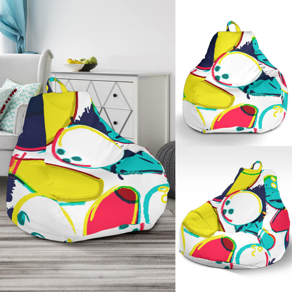 Watercolor Bowling Ball Pins Bean Bag Cover