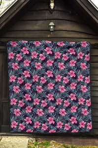 Hibiscus Pattern Print Design 05 Premium Quilt