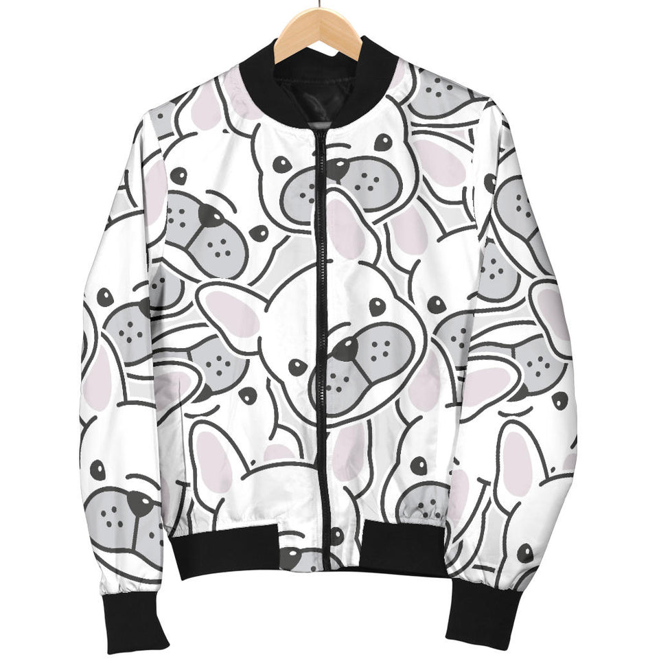 Cute French Bulldog Head Pattern Women'S Bomber Jacket