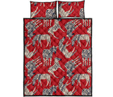 Zebra abstract red background Quilt Bed Set