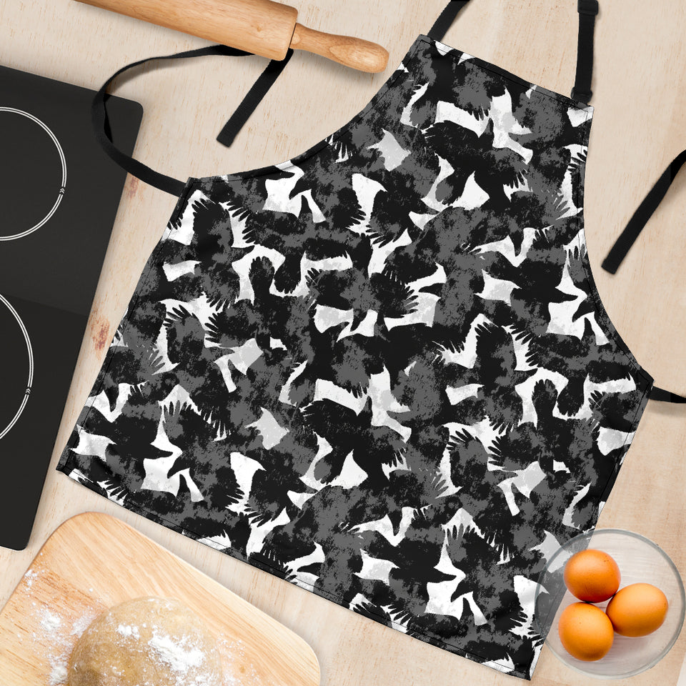 Crow Illustration Pattern Adjustable Apron