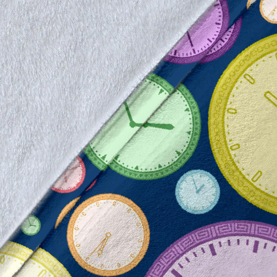 Colorful Clock Background Premium Blanket