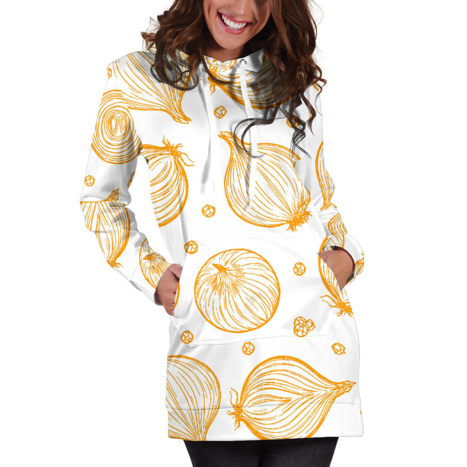 Hand Drawn Onion Pattern Women'S Hoodie Dress