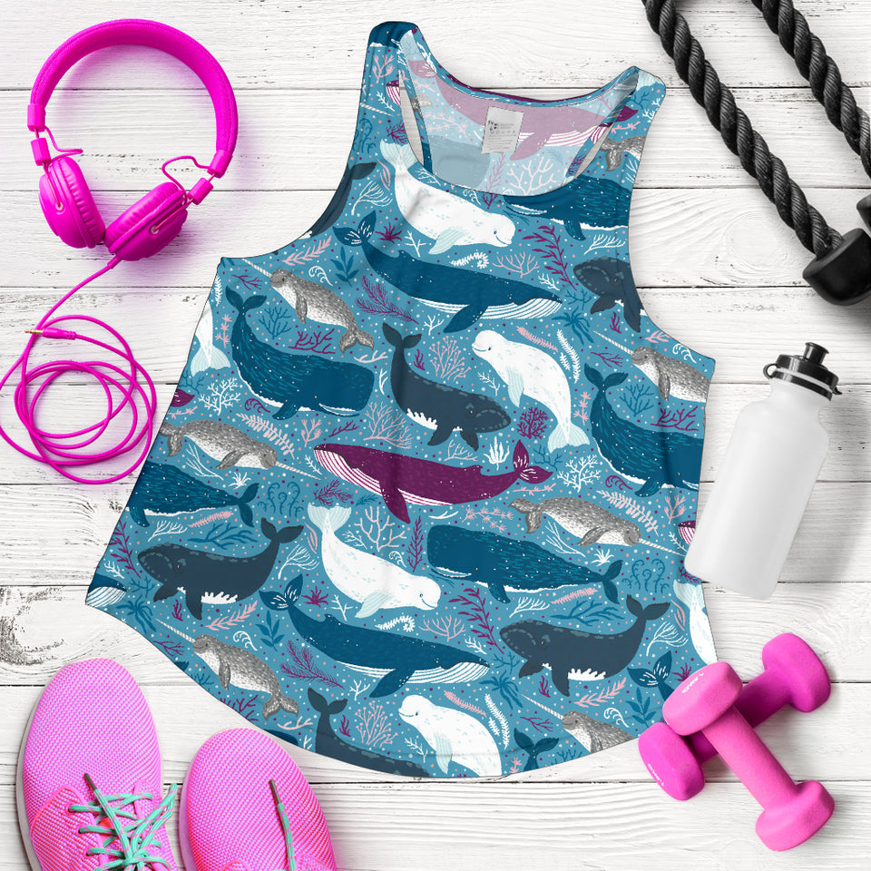 Whale design pattern Women Racerback Tank Top