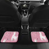Llama Alpaca Pink Background Front And Back Car Mats