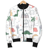 Cute Cartoon Dinosaurs Tree Pattern Women'S Bomber Jacket