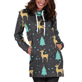 Deers Star Tree Pattern Women'S Hoodie Dress