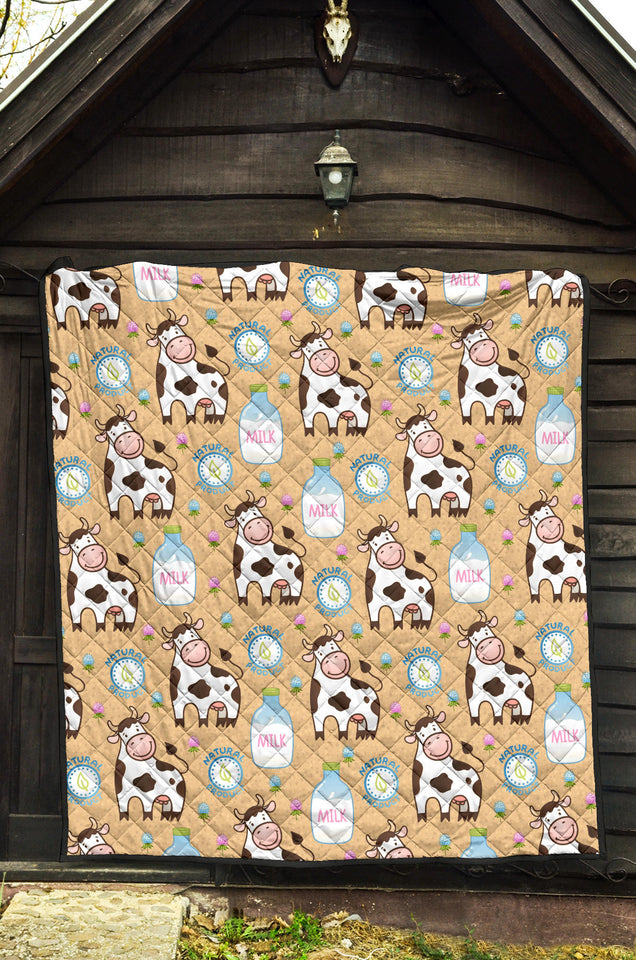 Cow Bottle Of Milk Pattern Premium Quilt