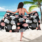White Swan Blooming Flower Pattern Sarong