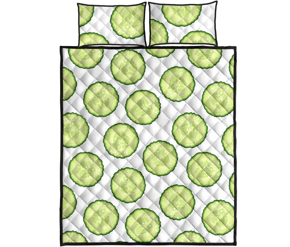 Cucumber slices pattern Quilt Bed Set