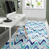 Zigzag  Chevron Blue Pattern Area Rug