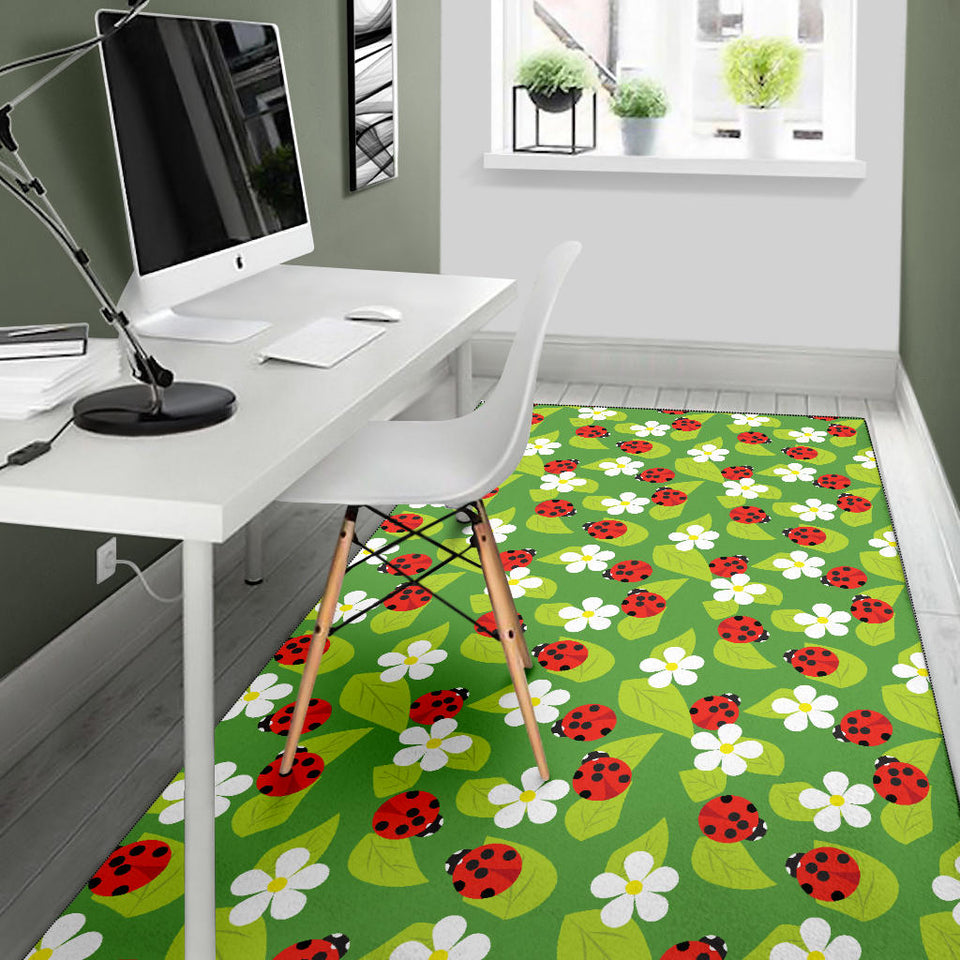 Ladybug Pattern Print Design 01 Area Rug