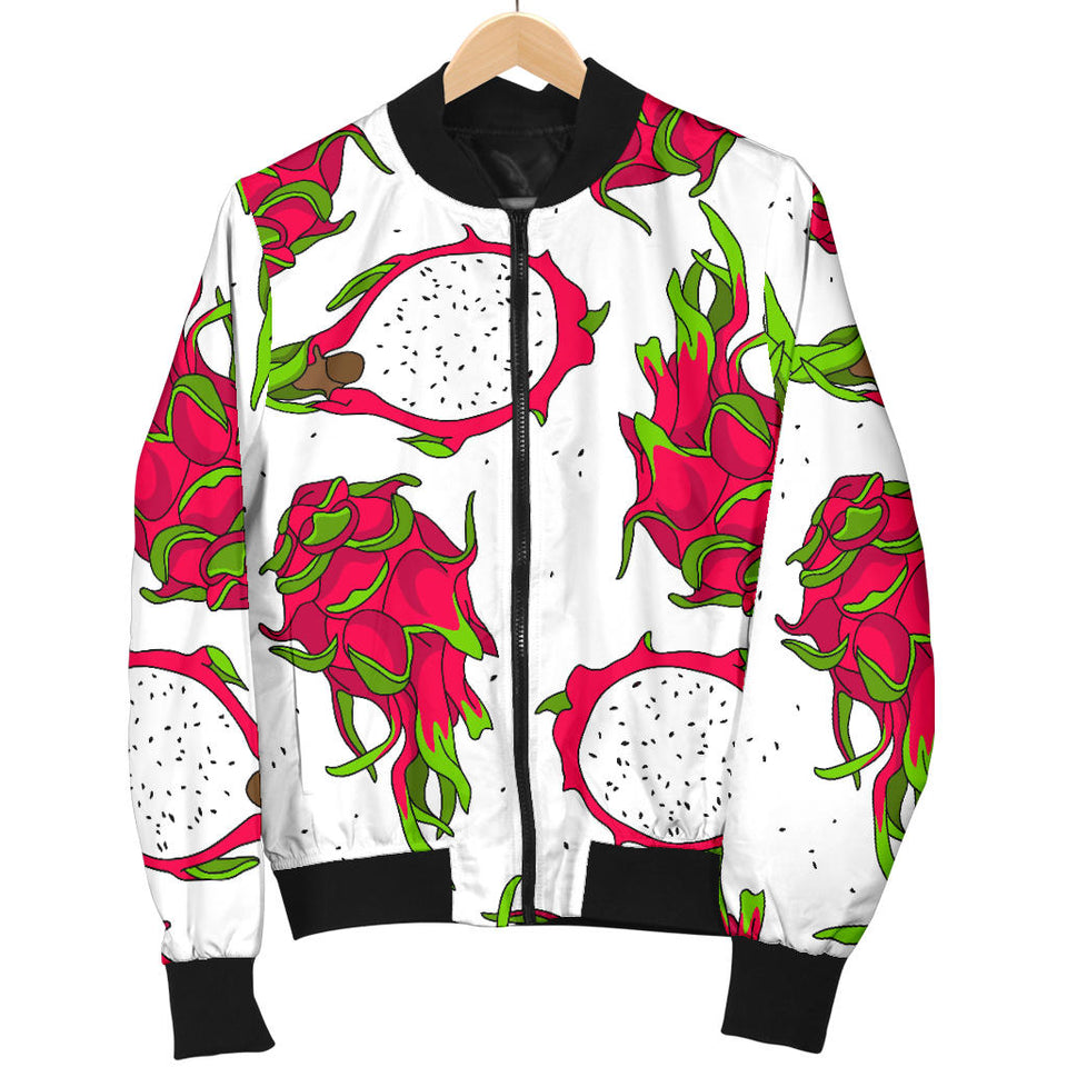 Dragon Fruits White Background Women'S Bomber Jacket