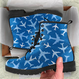 Airplane Pattern In The Sky Leather Boots
