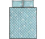 Snowflake pattern blue stripe background Quilt Bed Set