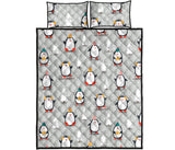 Cute Penguin christmas pattern Quilt Bed Set