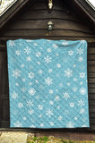 Snowflake Pattern Blue Background Premium Quilt