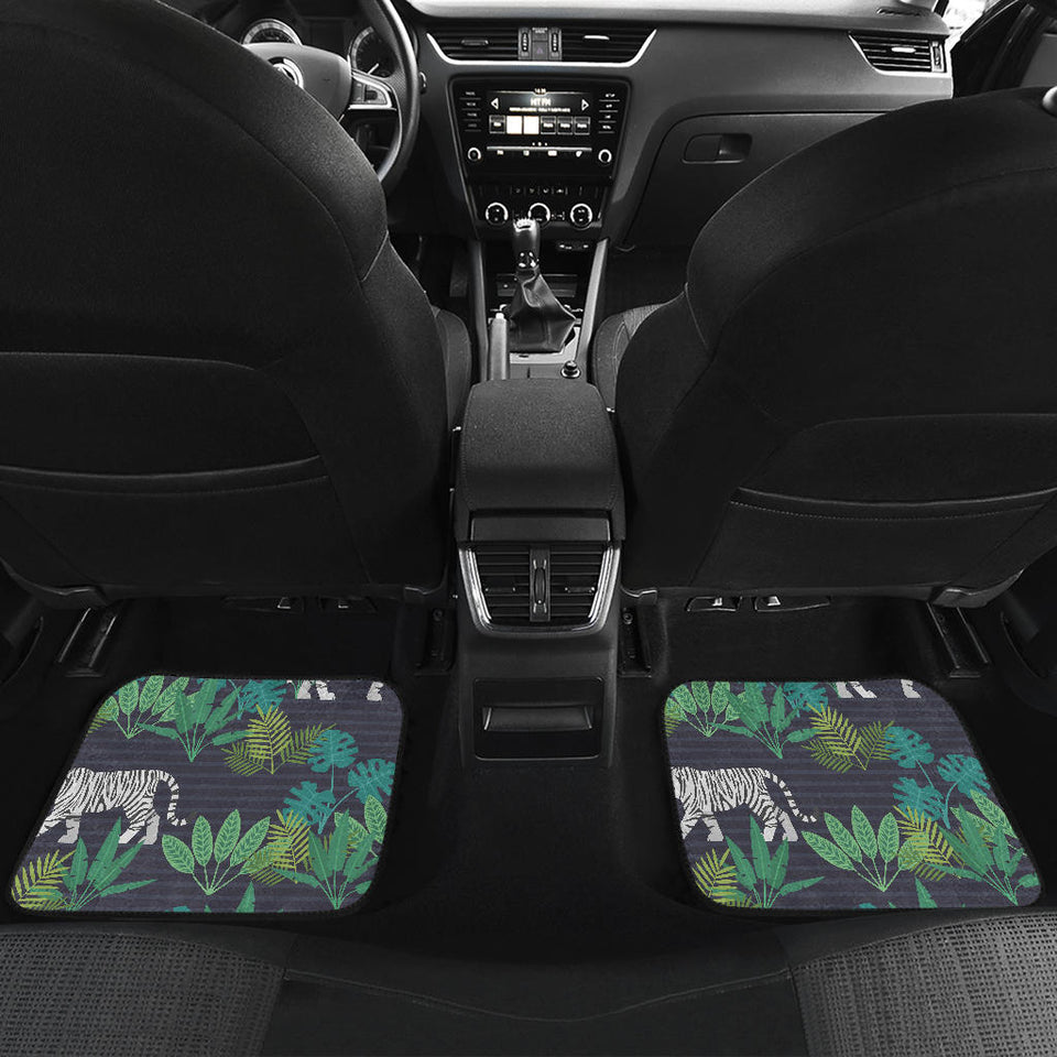 White Bengal Tigers Tropical Plant Front And Back Car Mats