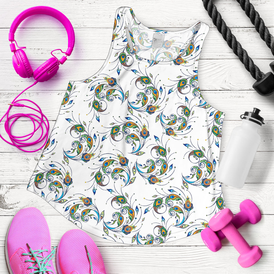 Peacock feather pattern Women Racerback Tank Top
