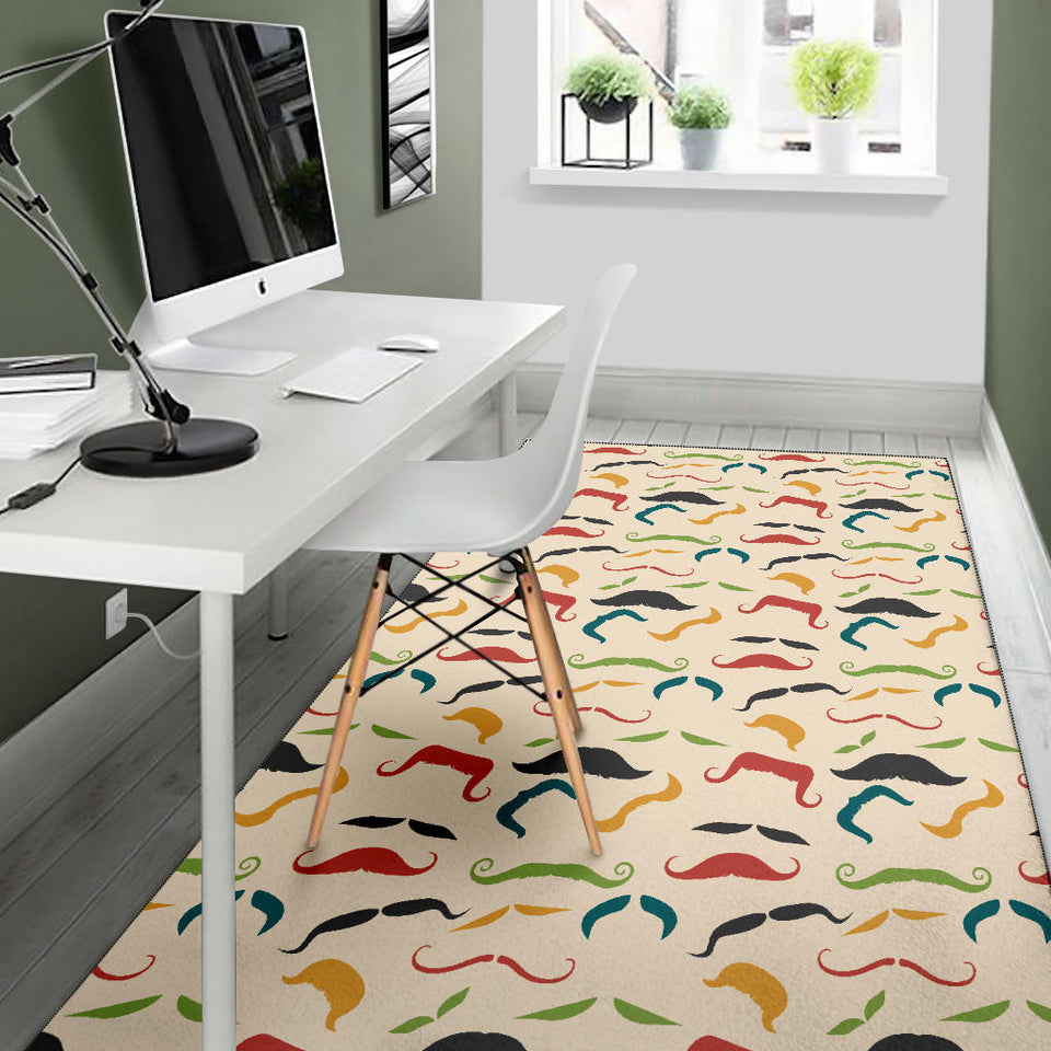 Mustache Beard Pattern Print Design 03 Area Rug