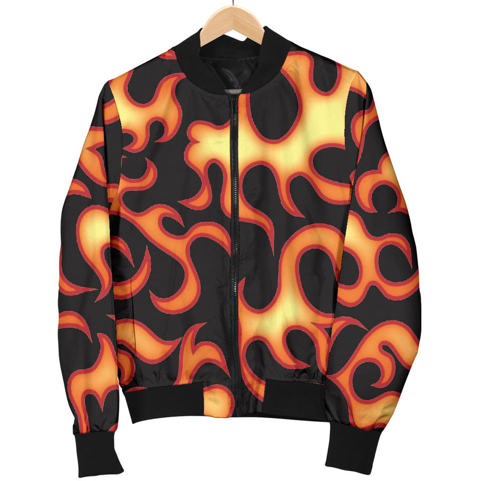 Fire Flame Dark Pattern Women'S Bomber Jacket