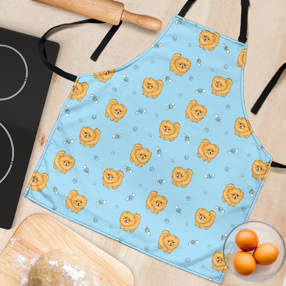 Brown Cute Pomeranian Blue Blackground Adjustable Apron