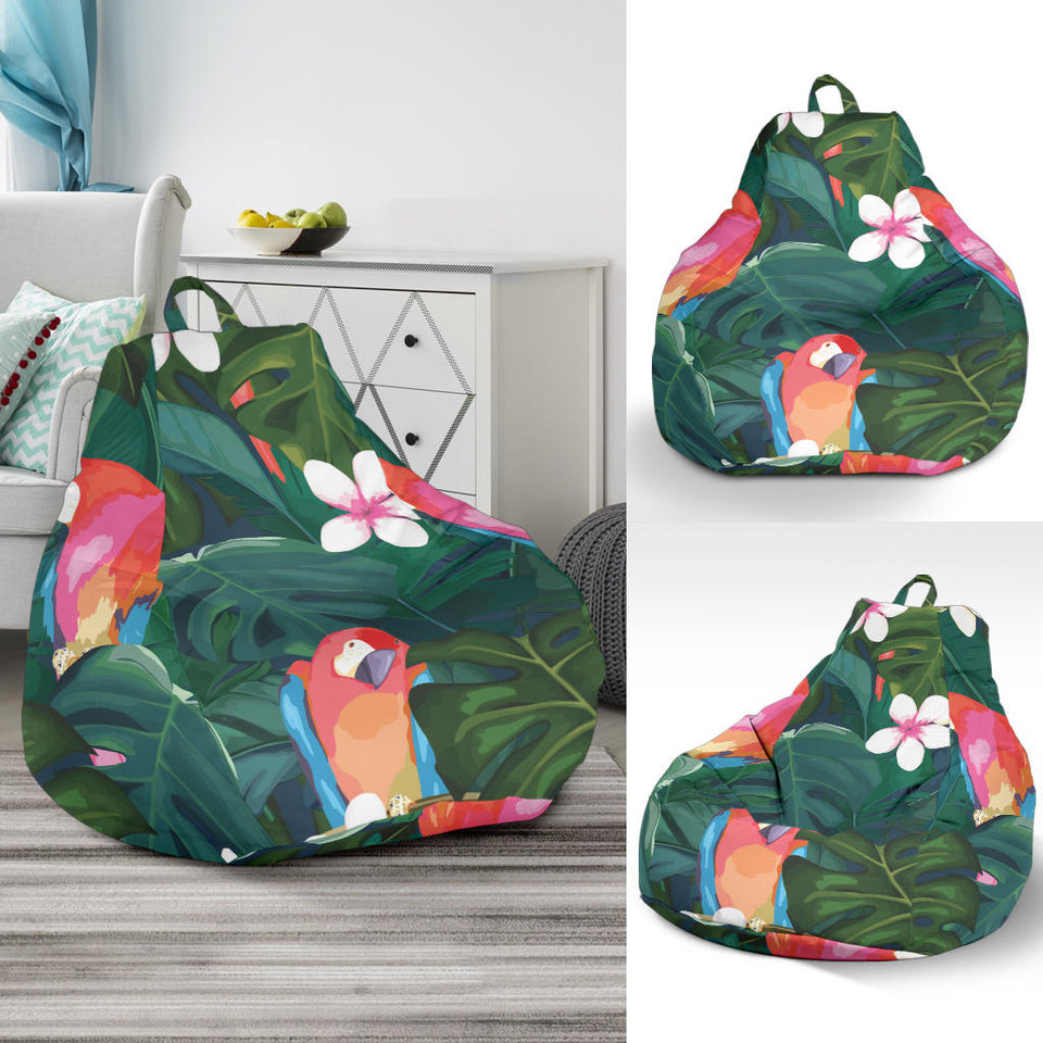 Parrot Palm Tree Leaves Flower Hibiscus Pattern Bean Bag Cover