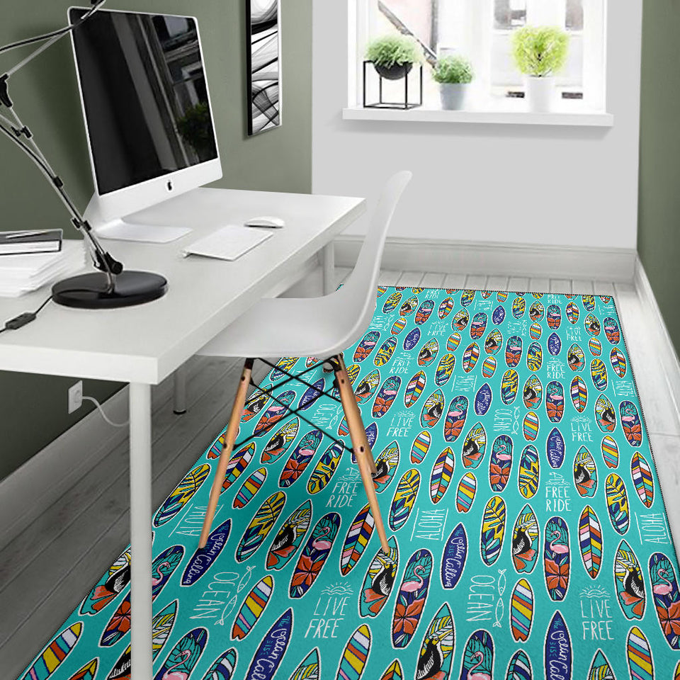 Surfboard Pattern Print Design 05 Area Rug