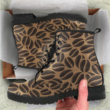Coffee Bean On Brown Background Leather Boots