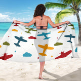 Airplane Star Cloud Colorful Sarong