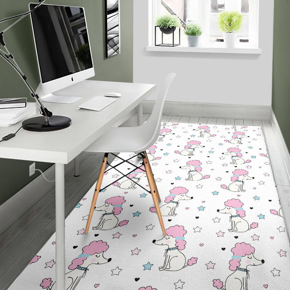 Cute Poodle Dog Star Pattern Area Rug