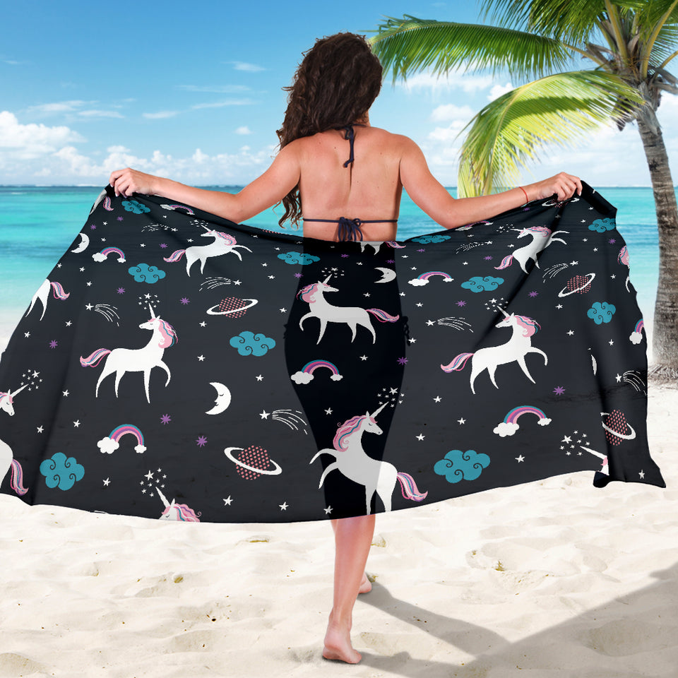 Unicorn Rainbows Moon Clound Star Pattern Sarong