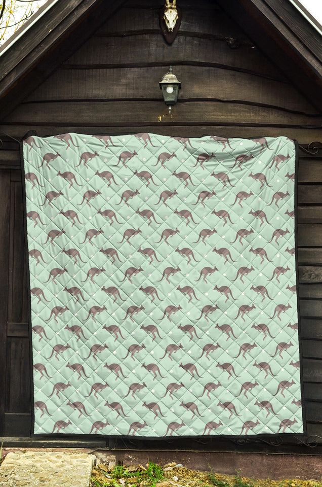 Kangaroo Pattern Background Premium Quilt