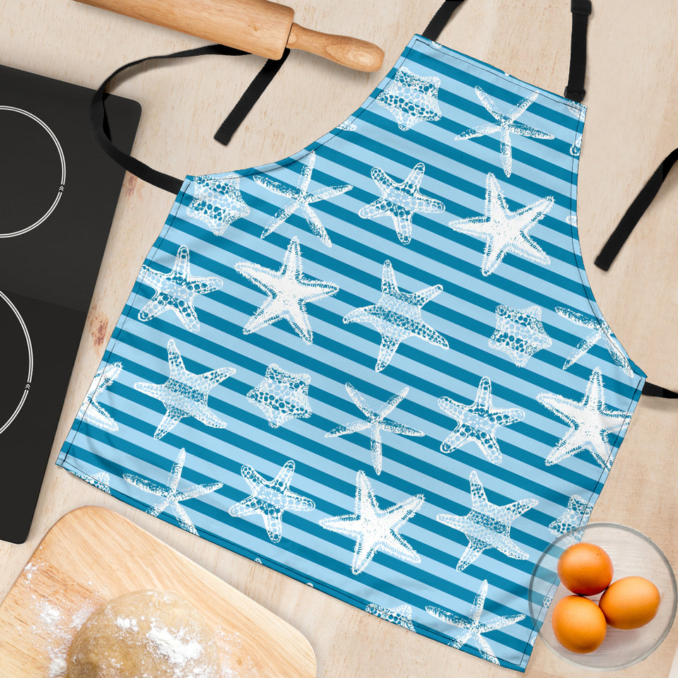 Starfish Blue Blackground Adjustable Apron