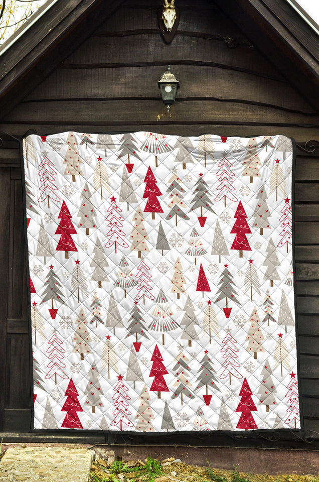 Cute Christmas Tree Pattern Premium Quilt