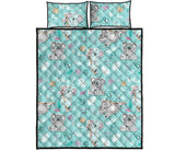 Cute koalas blue background pattern Quilt Bed Set