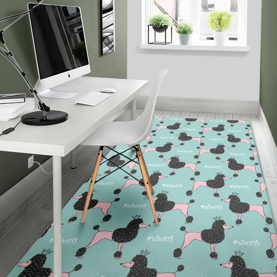 Poodle Dog Green Background Area Rug
