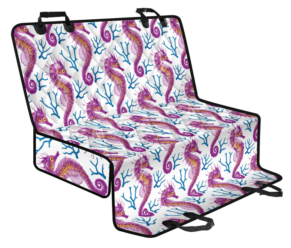 Purple Seahorse Blue Coral Pattern Dog Car Seat Covers