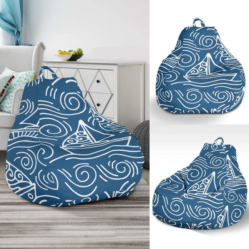 Hand Drawn Sailboat Pattern Bean Bag Cover