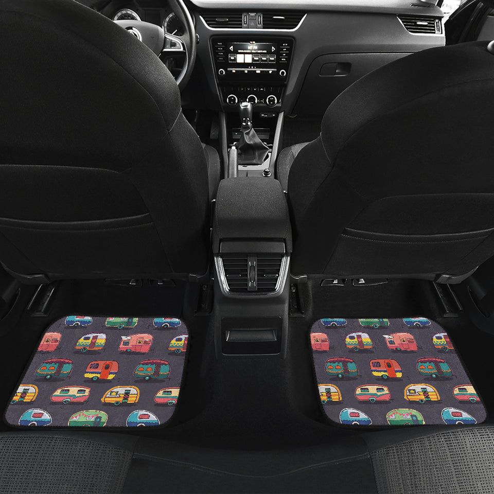 Camper Van Pattern Print Design 02 Front and Back Car Mats