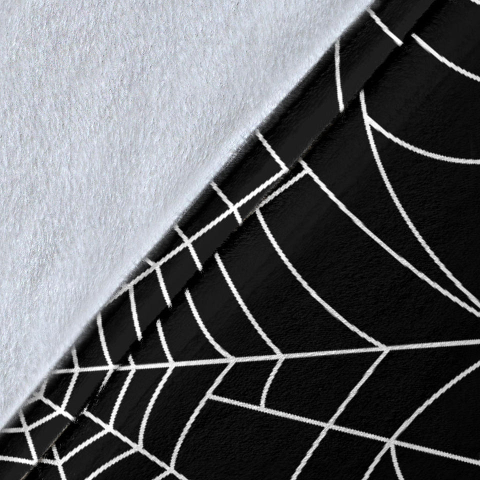 Spider Web Pattern Black Background White Cobweb Premium Blanket