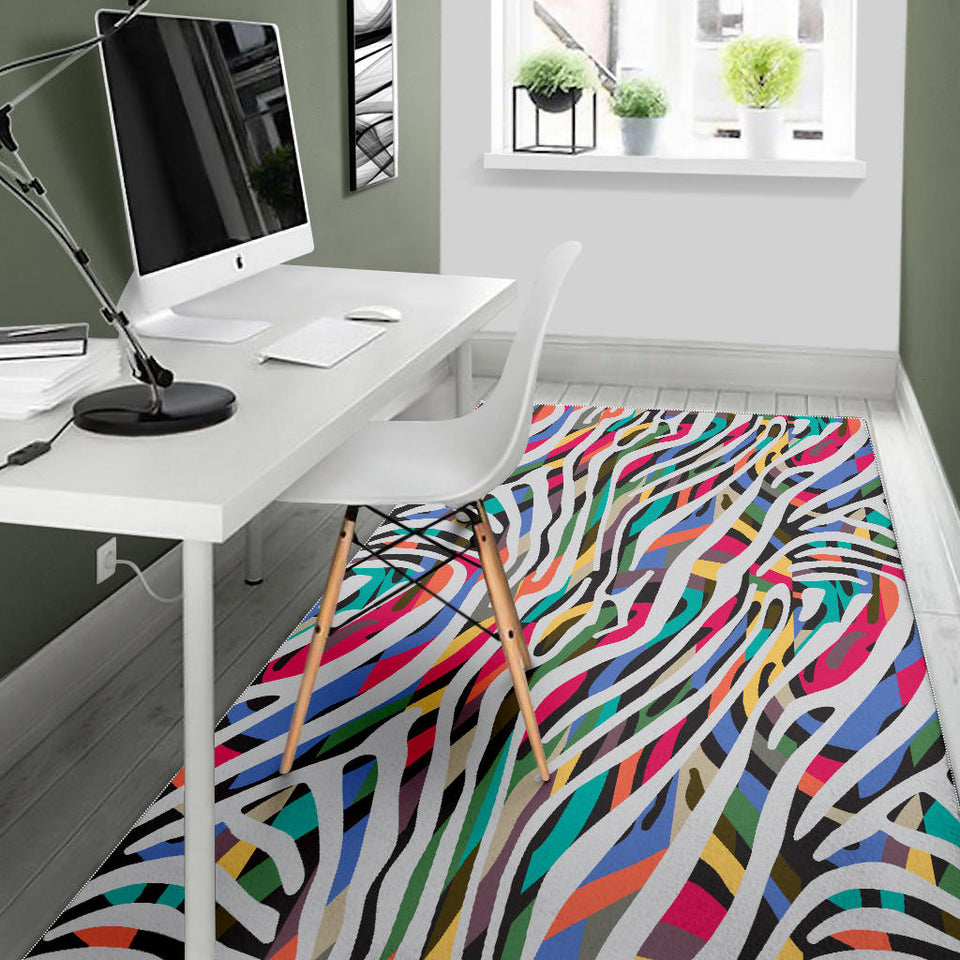 Colorful Zebra Skin Pattern Area Rug
