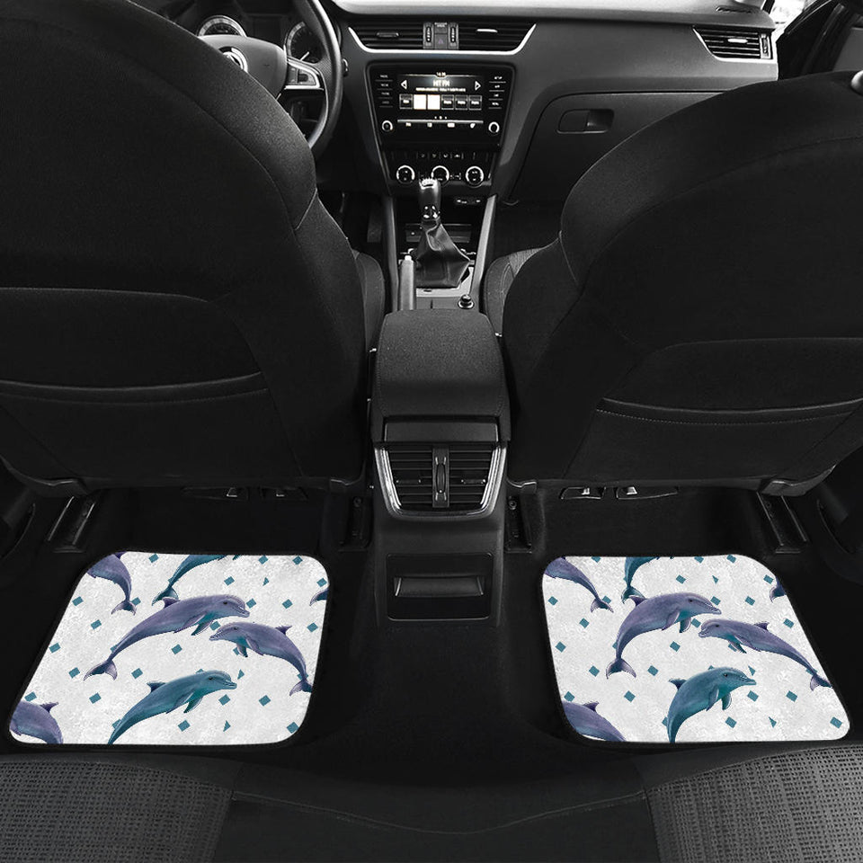 Dolphins Pattern Dotted Background Front And Back Car Mats