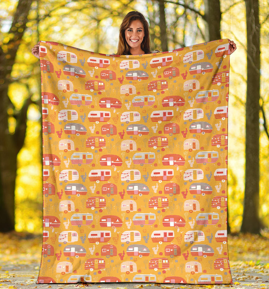 Camper Van Pattern Print Design 04 Premium Blanket