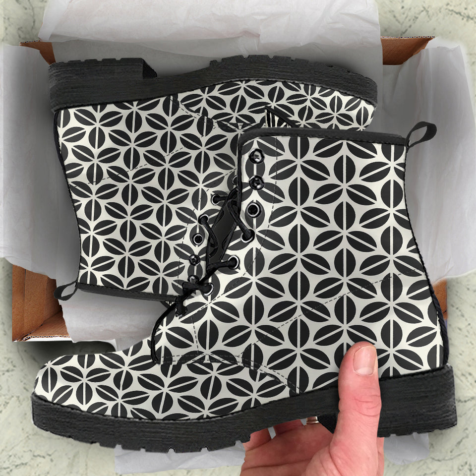 Coffee Bean Abstract Modern Pattern Leather Boots