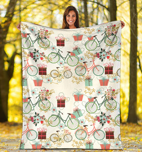 Bicycle Pattern Print Design 05 Premium Blanket