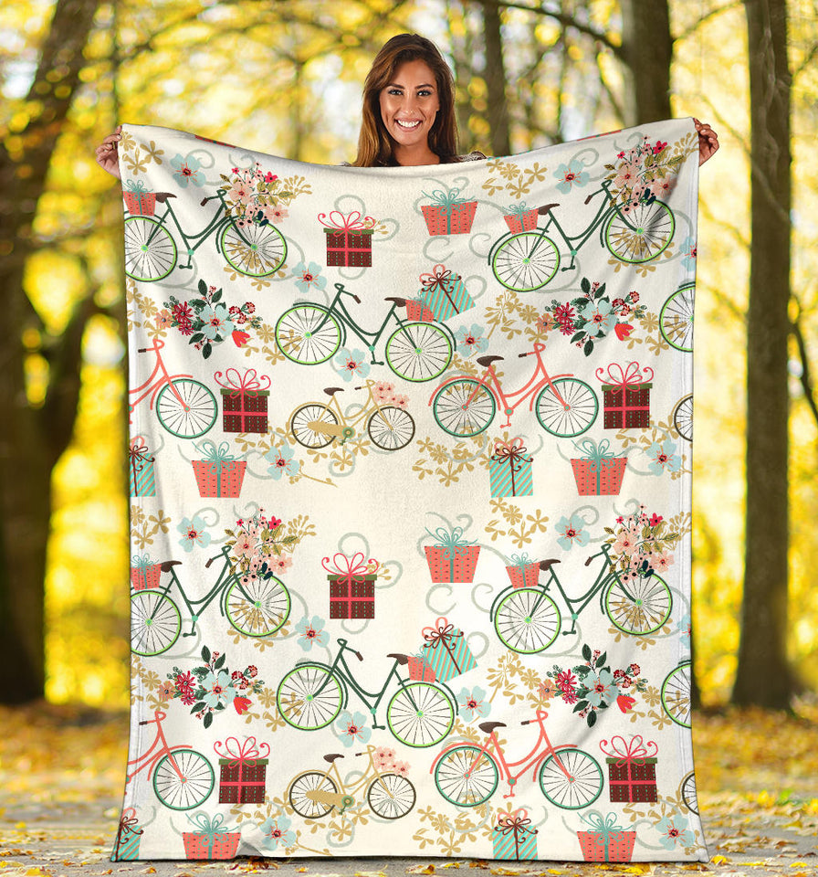 Bicycle Pattern Print Design 05 Premium Blanket