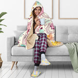 Clock Butterfly Pattern Hooded Blanket