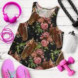 Horse head wild roses pattern Women Racerback Tank Top
