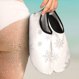 Snowflake Pattern White Background Aqua Shoes